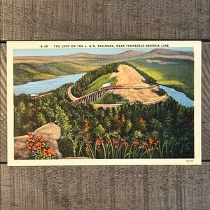 Vintage Linen Railroad Postcard Tennessee and Georgia
